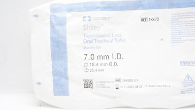 Covidien 18870 TaperGuard Evac Oral Tracheal Tube 7.0mmID x 10.4mmOD x 25.4mm(x)